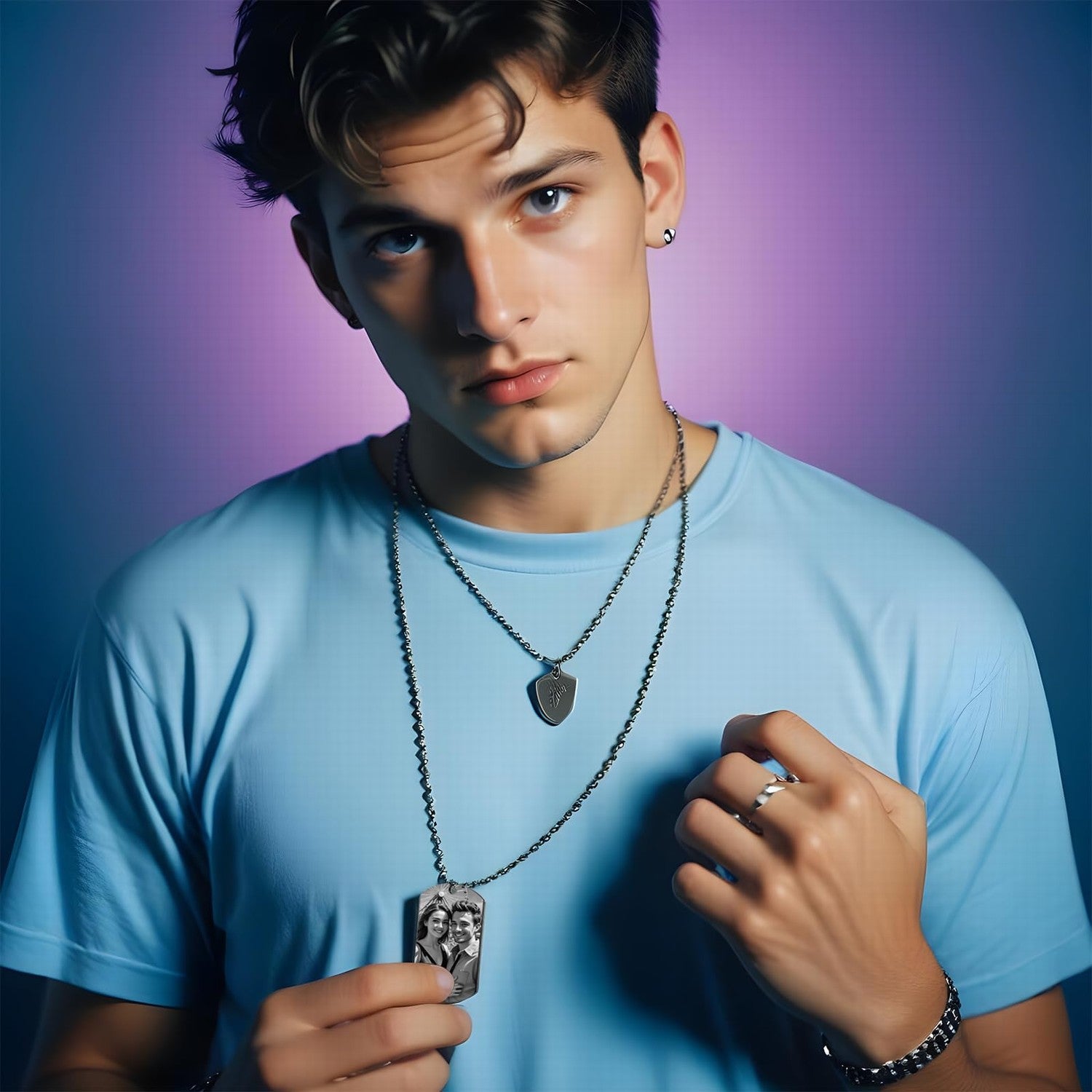 Dainty Initial Tag Necklace: Engraved Sterling Silver Charm