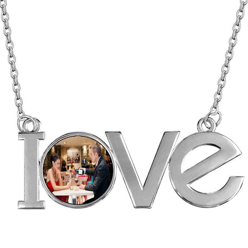 Customize Round Dainty Memory Photo Pendant Necklace | Personalized Remembrance Memorial Locket Photo CZ Necklace, Anniversary Gift