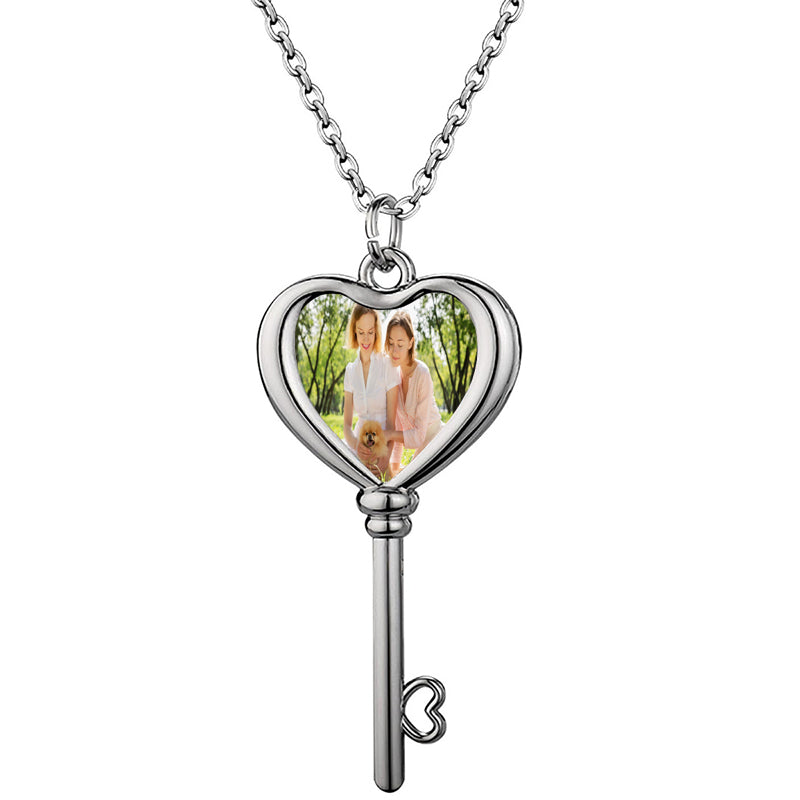 Iced Out Custom Broken Heart Photo Pendant: Magnetic Memory Necklace, Engraved Jewelry