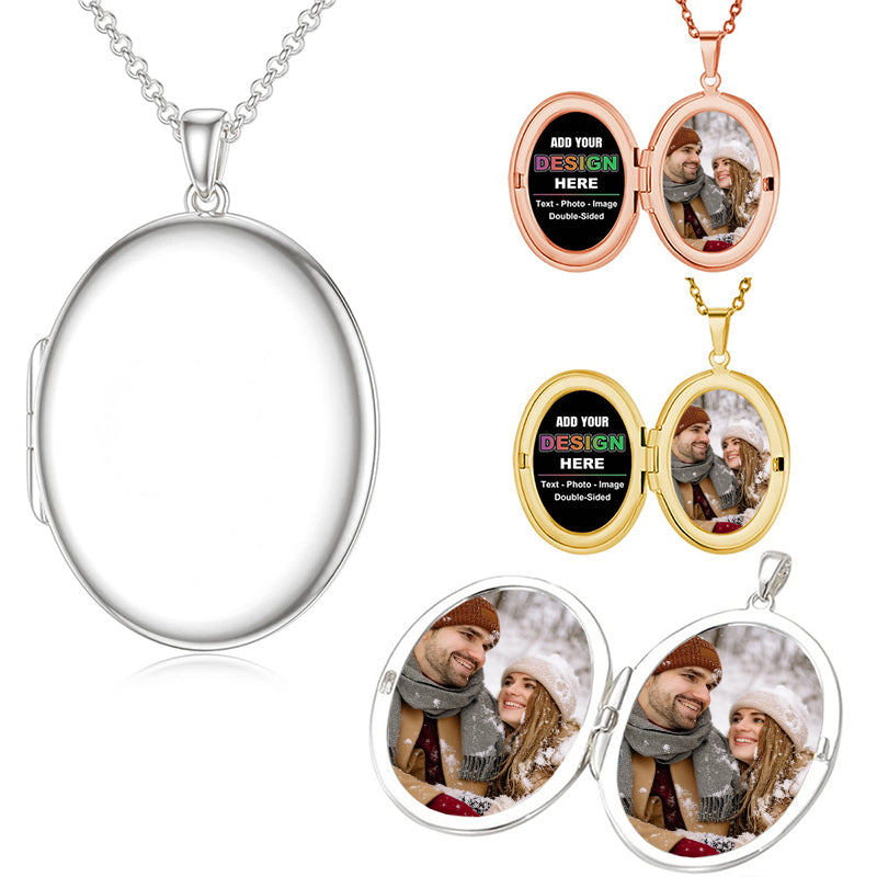 Monogram Personalized Oval Locket, Filled, Silver, Minimalist Gifts, Engraved Locket?With Photo