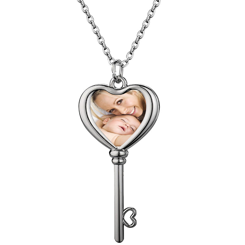 Custom North Star Charm Projection Necklace, Silver Star charm picture necklace, Custom Star pendant photo necklace