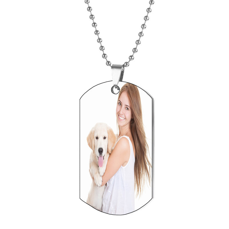 Custom Locket Photo Pendant Memory Necklace | Memorial Personalized Diamond Picture, Water Resistance Stainless Steel Silver Pic Charm