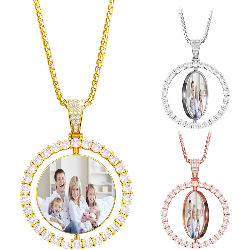 Custom Photo Heart Pendant Necklace: Engraved Finish