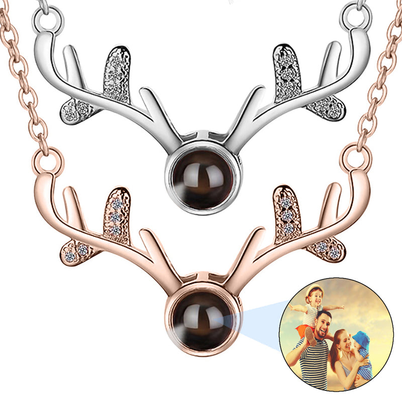 Custom Photo Projection Necklace - Polished Bar Chain Pendant, Personalized Laser Engraved Jewelry Gift