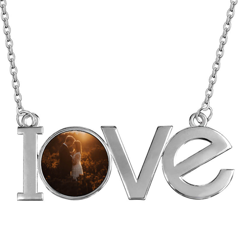 Customize Oval Dainty Memory Photo Pendant Necklace | Personalized Remembrance Epoxy Resin Memorial Locket Stainless Necklace