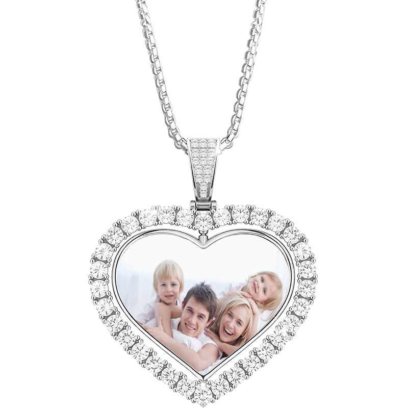 Custom Photo Angel Wing Heart Necklace, Memorial Picture Pendant, Personalized Jewelry, Valentine Birthday Gift for Women, Fiance Wedding