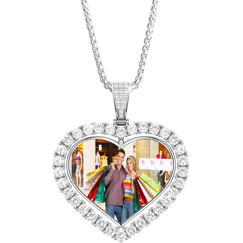 Custom Photo Sterling Silver Heart Charm, Personalized European Bead, S925 Silver Charms for Bracelet Necklace DIY Making