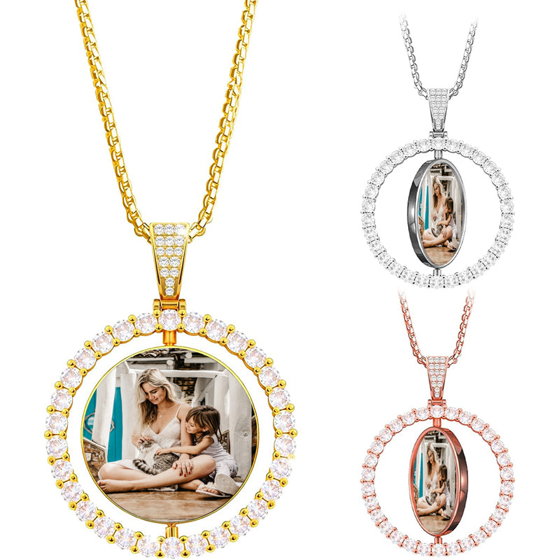 Custom Dog Cat Portrait Necklace in Solid , Personalized Pet Memorial Pendant, Unique Gifts for Pet Lovers with Photo & Name