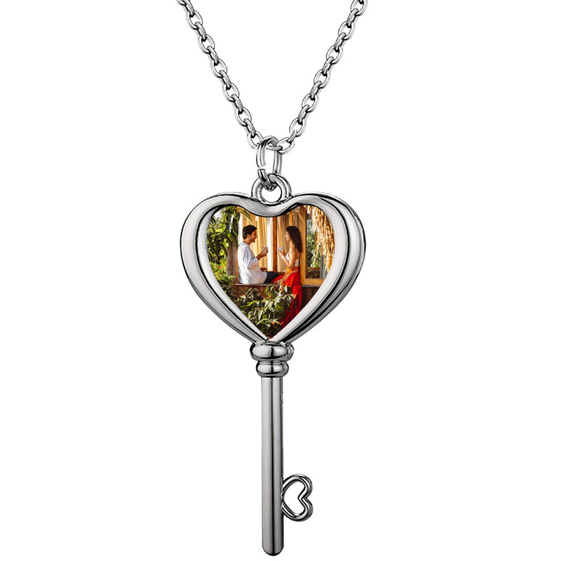 Custom Photo Necklace with Cross - Personalized Photo & Text Necklace, Men's Memorial Dog Tag Necklace, Best Gifts for Him,Father's Day Gift