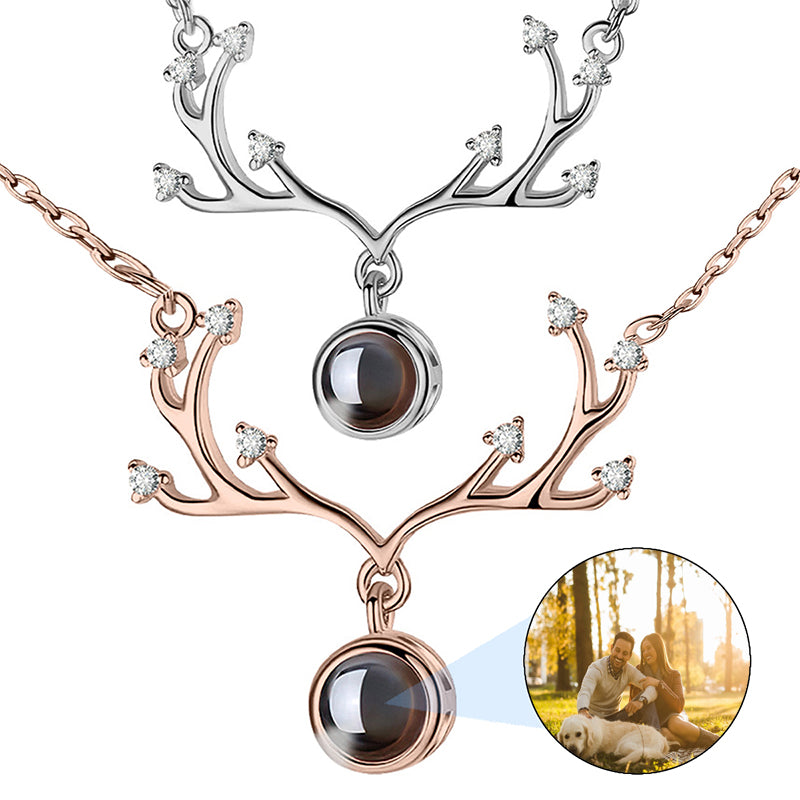 Customized Crossed Heart Photo Projection Necklace, Hidden Picture Jewelry, Personalized Gift for Mom, Memorial Birthday Keepsake