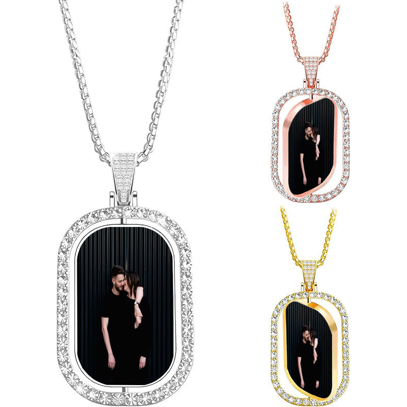 925 Sterling Silver Projection Necklace Personalized Photo Necklace for Her Custom Picture Necklace for Women with I Love You in 100 Languages Heart Necklace with Picture Inside