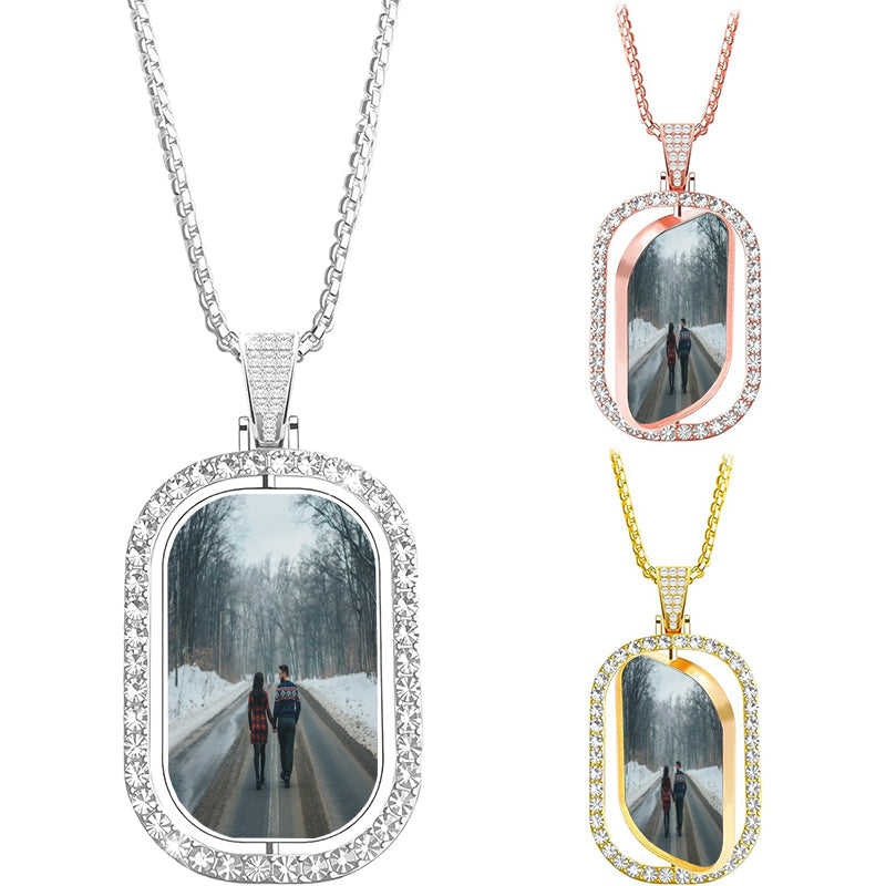 filled nameplate necklace with personalized name only.