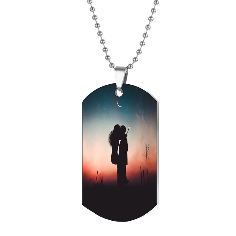 Engraved Photo Necklace: Personalized Photo or Text WATERPROOF Chain Necklace Line Art Photo Image Necklace Gift For Her Christmas Gift