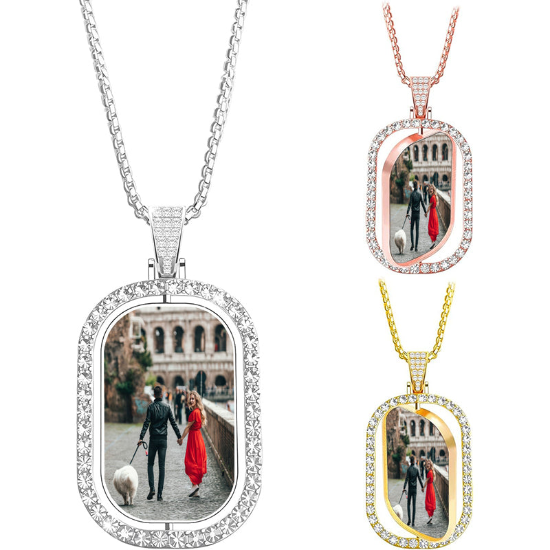 Custom Pet Necklace With Dog Bone Photo Projection Pendant 925 Sterling Silver Personalized Name and Dog Picture Necklace With Paw Print Pet Memorial Jewelry Gifts For Women Mother Wife