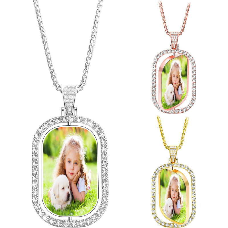 Custom Engraved Pet Portrait Necklaces, Plated Pendant Photo Necklace Personalized Pet Memorial Jewelry Gifts for Animal Lover