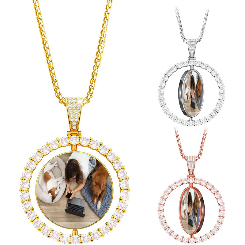 Custom Picture Necklaces for Men, Personalized Dog Tag Necklace Engraved with Photo Text, Customized Memorial Gifts for Father Boyfriend