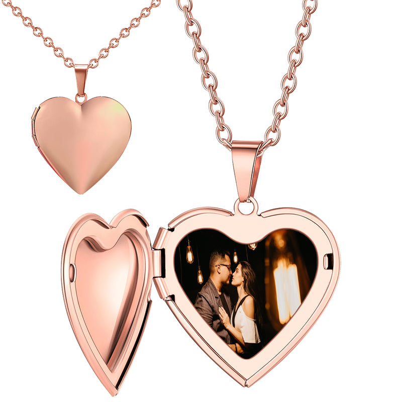 Forever In My Heart Locket Necklace for Women That Hold Pictures in Silver or Yellow .